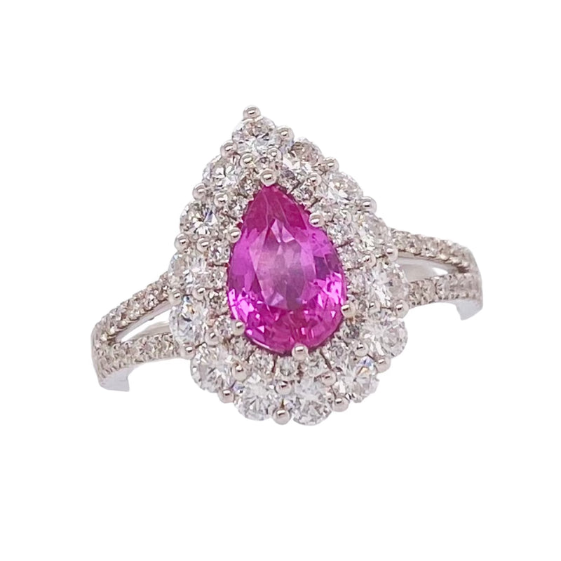 Custom Make | Sapphire Diamond Halo Engagement Ring