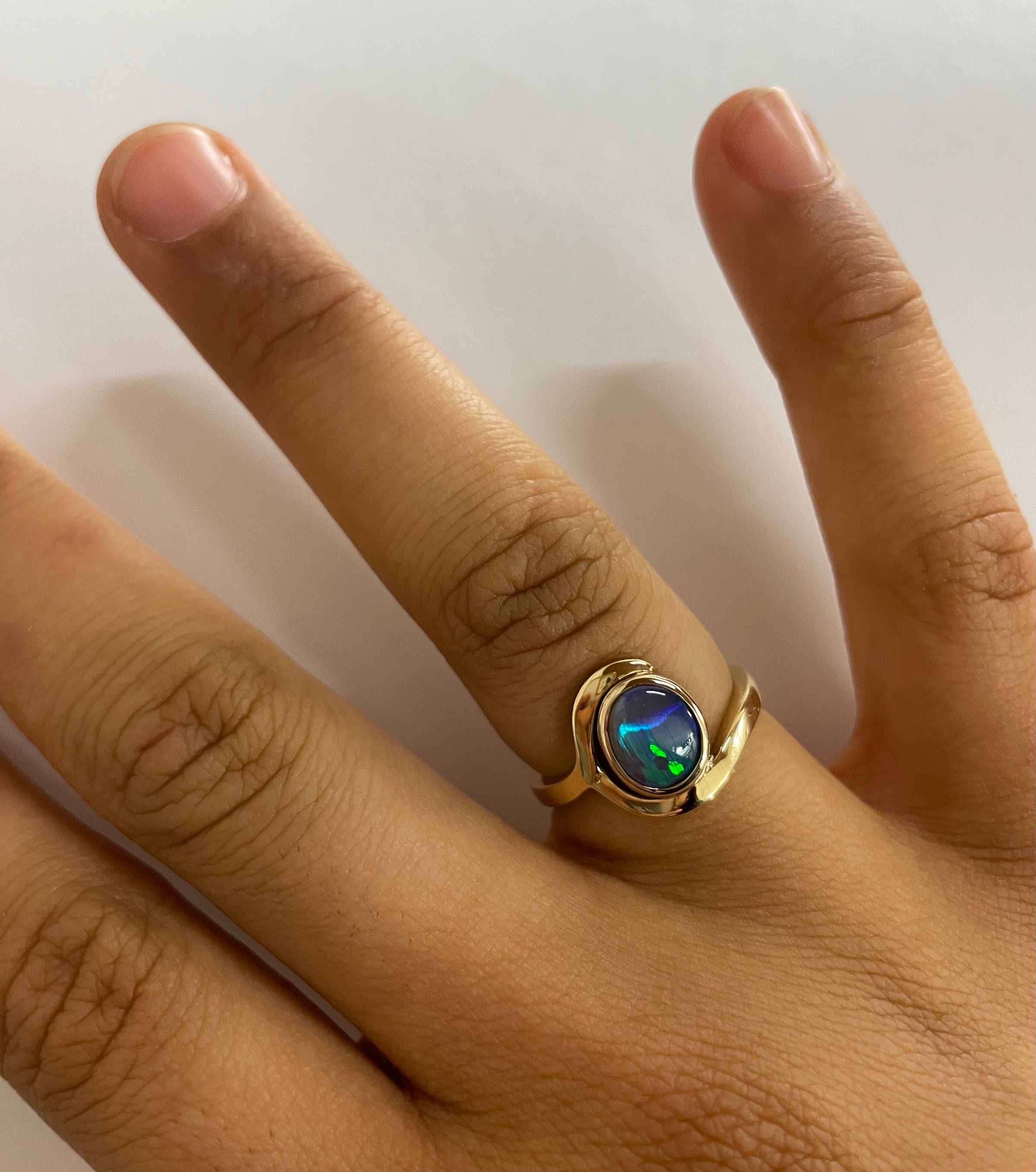 Crystal Black Opal Ring