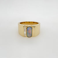 Black Crystal Opal Diamond Ring