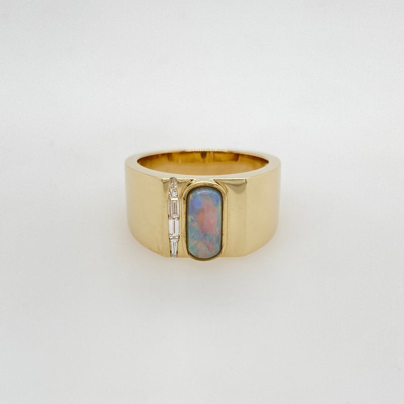 Black Crystal Opal Diamond Ring