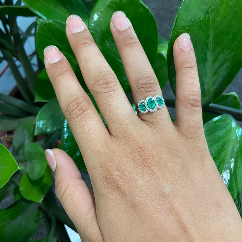 Emerald Diamond Trilogy Ring