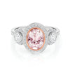 Morganite and Diamond Trilogy Cluster Ring in 18ct Rose & White Gold