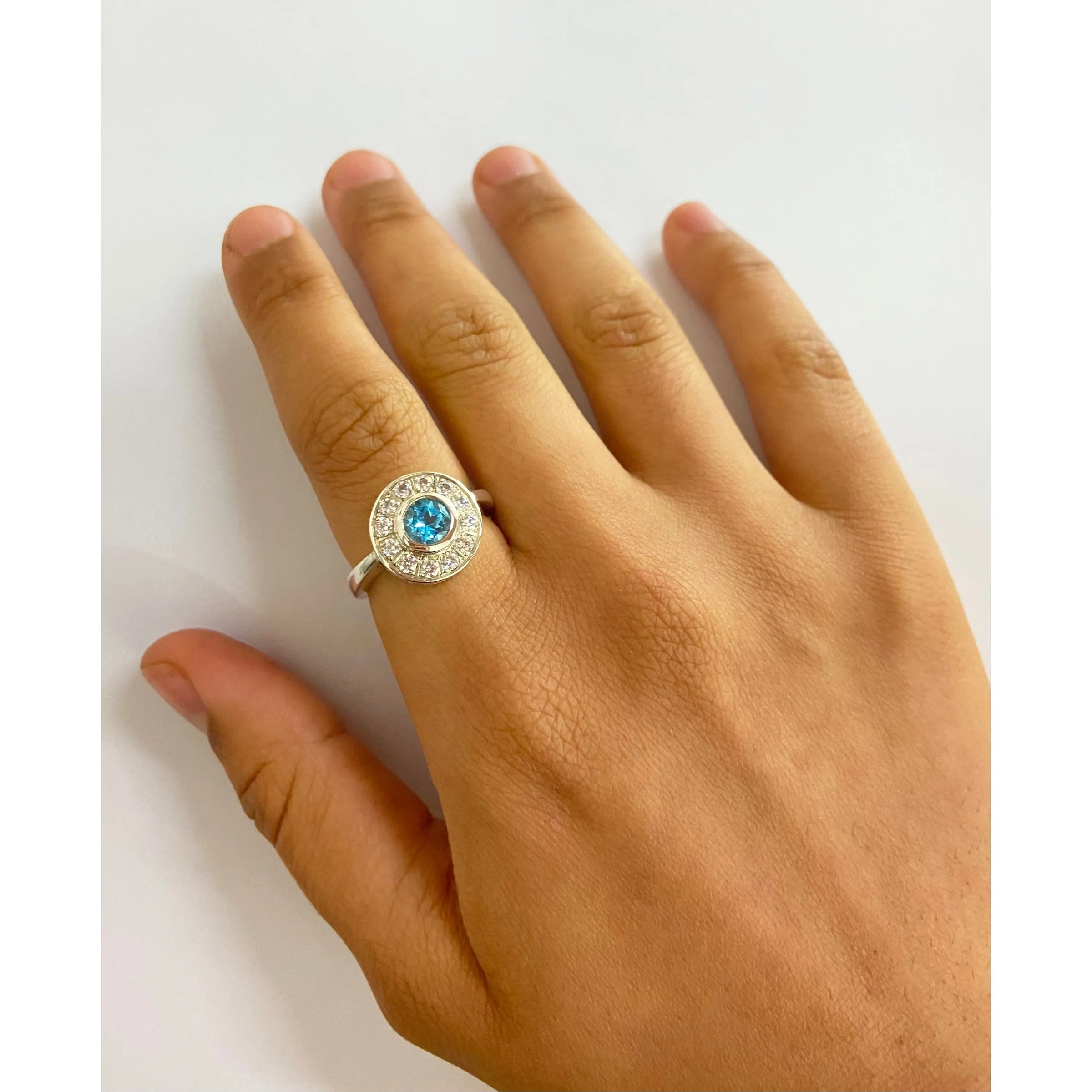Blue Topaz CZ Silver ring