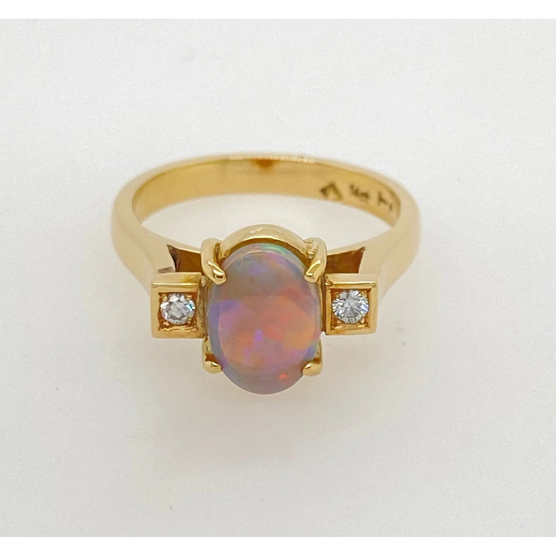 Crystal Opal Diamond Ring
