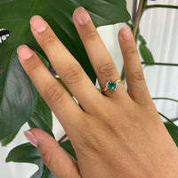 Synthetic. Emerald Diamond Ring