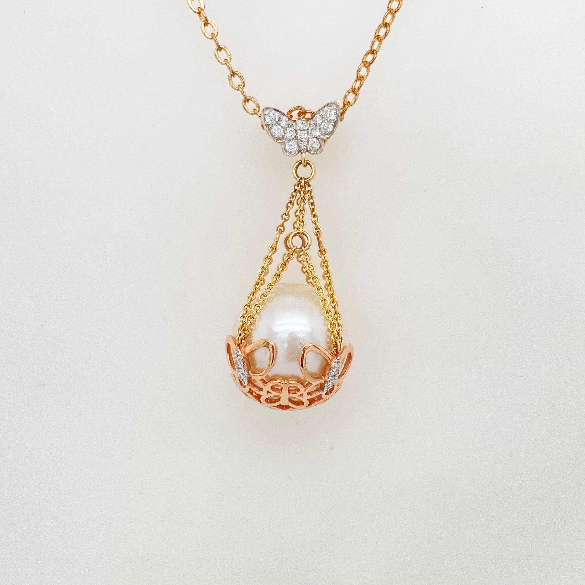 Drop Pearl Diamond Necklace