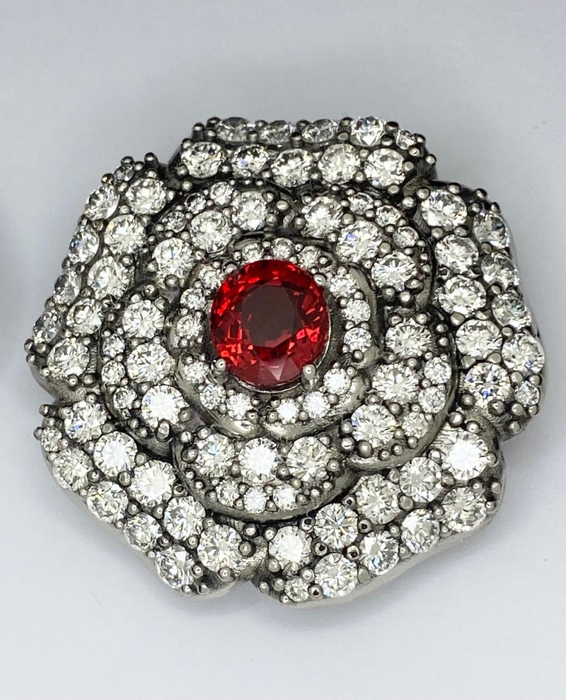 ruby diamond floral pendant
