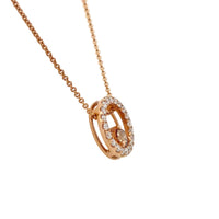 Chocolate Diamond and White Diamonds Single Halo Slider Necklace in 9K Rose Gold