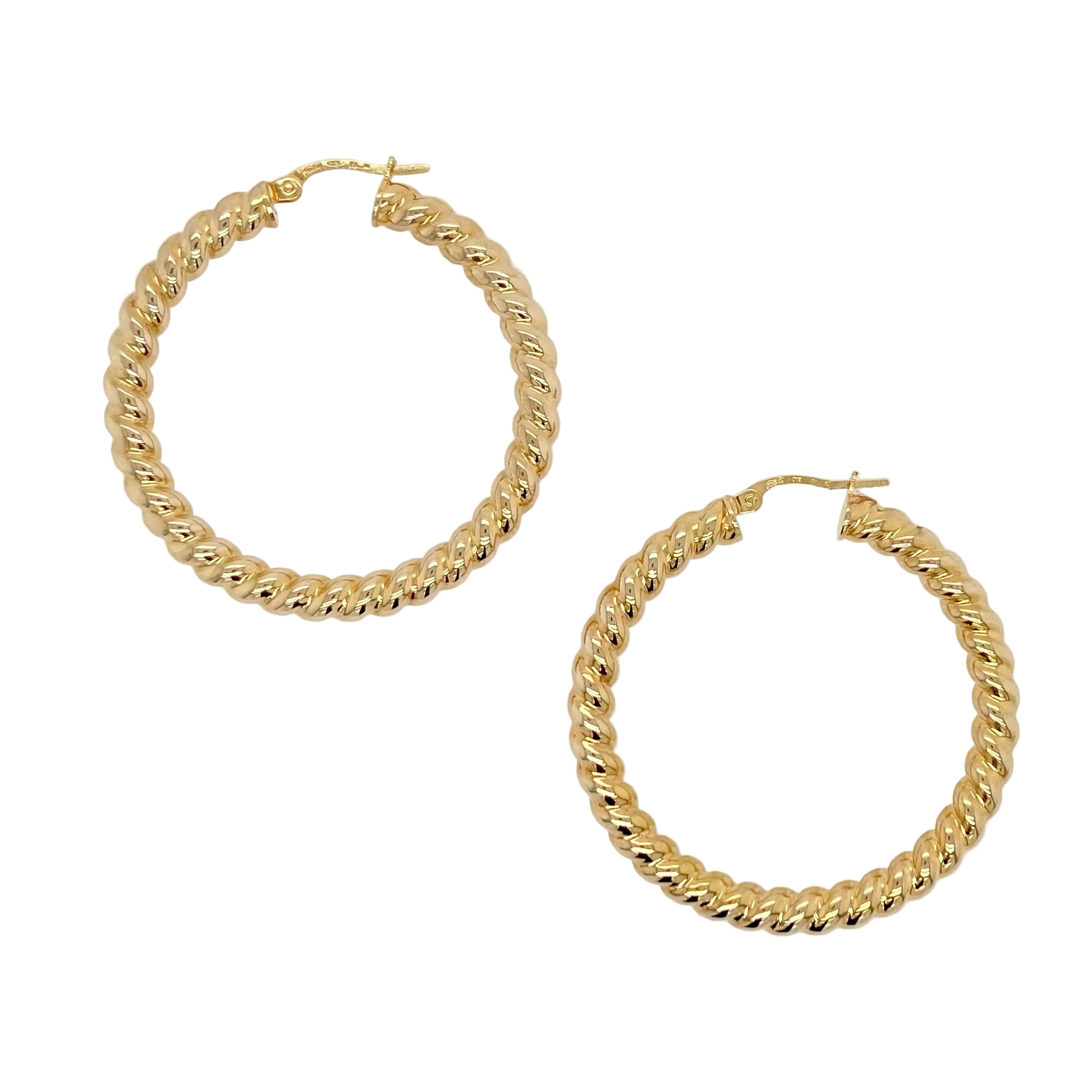 Large Twisted Hoop Earrings in 9K Yellow Gold