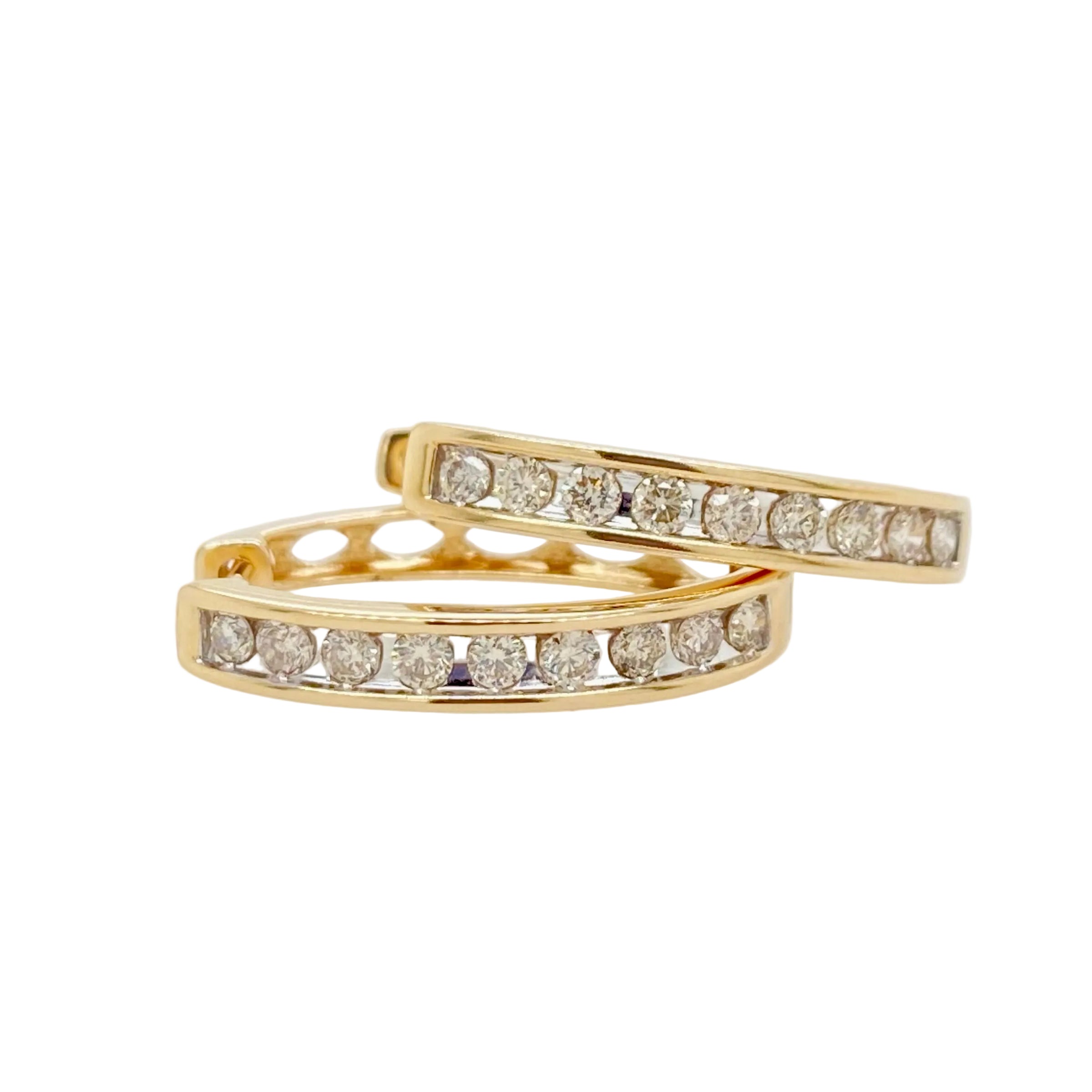 Large Diamond Hoop Earrings in 9K Yellow Gold