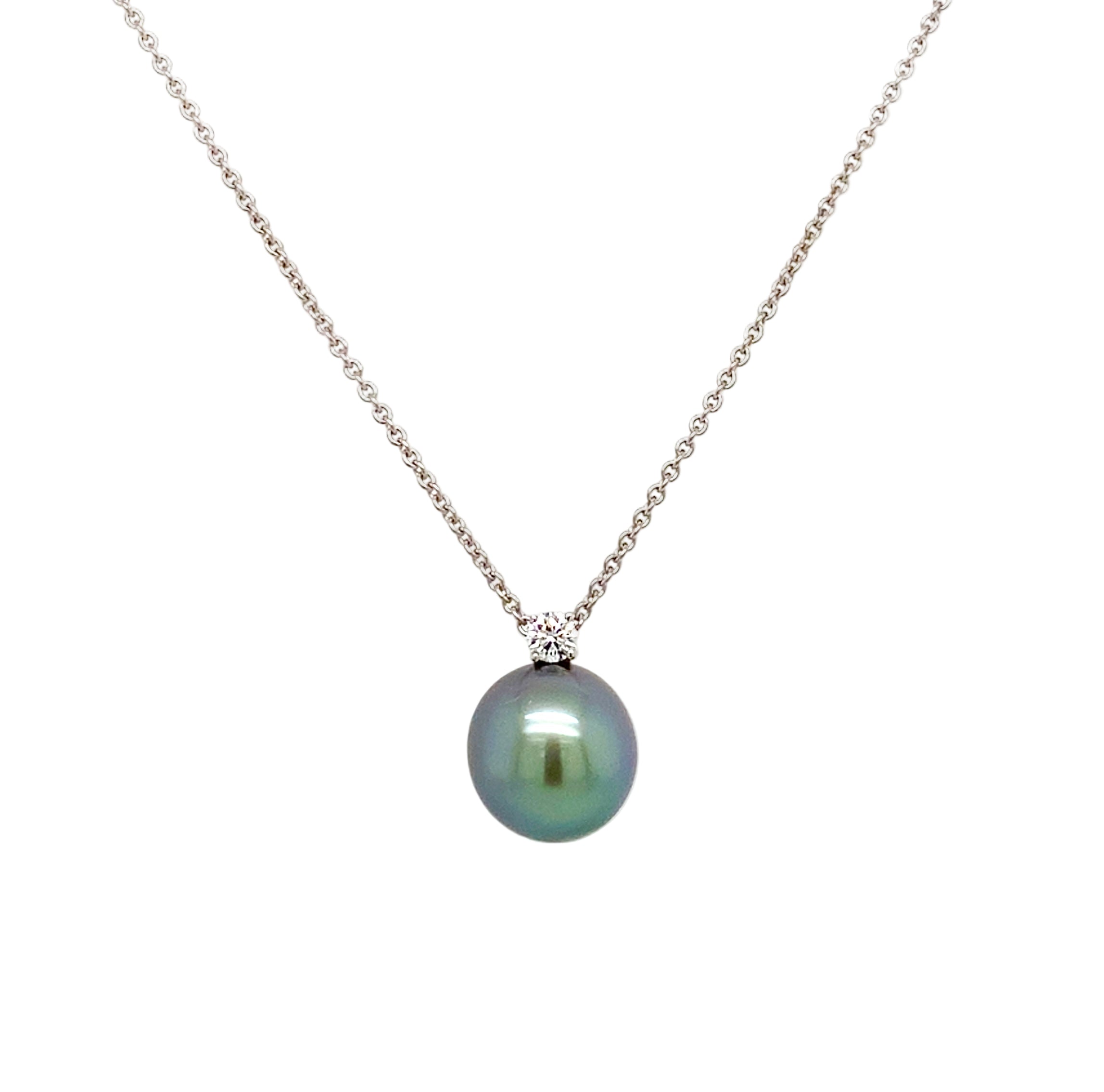 Tahitian Pearl and Diamond White Gold Necklace