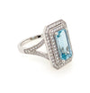 2.34ct Aquamarine and Diamond Platinum Double Halo Ring