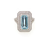 2.34ct Aquamarine and Diamond Platinum Double Halo Ring