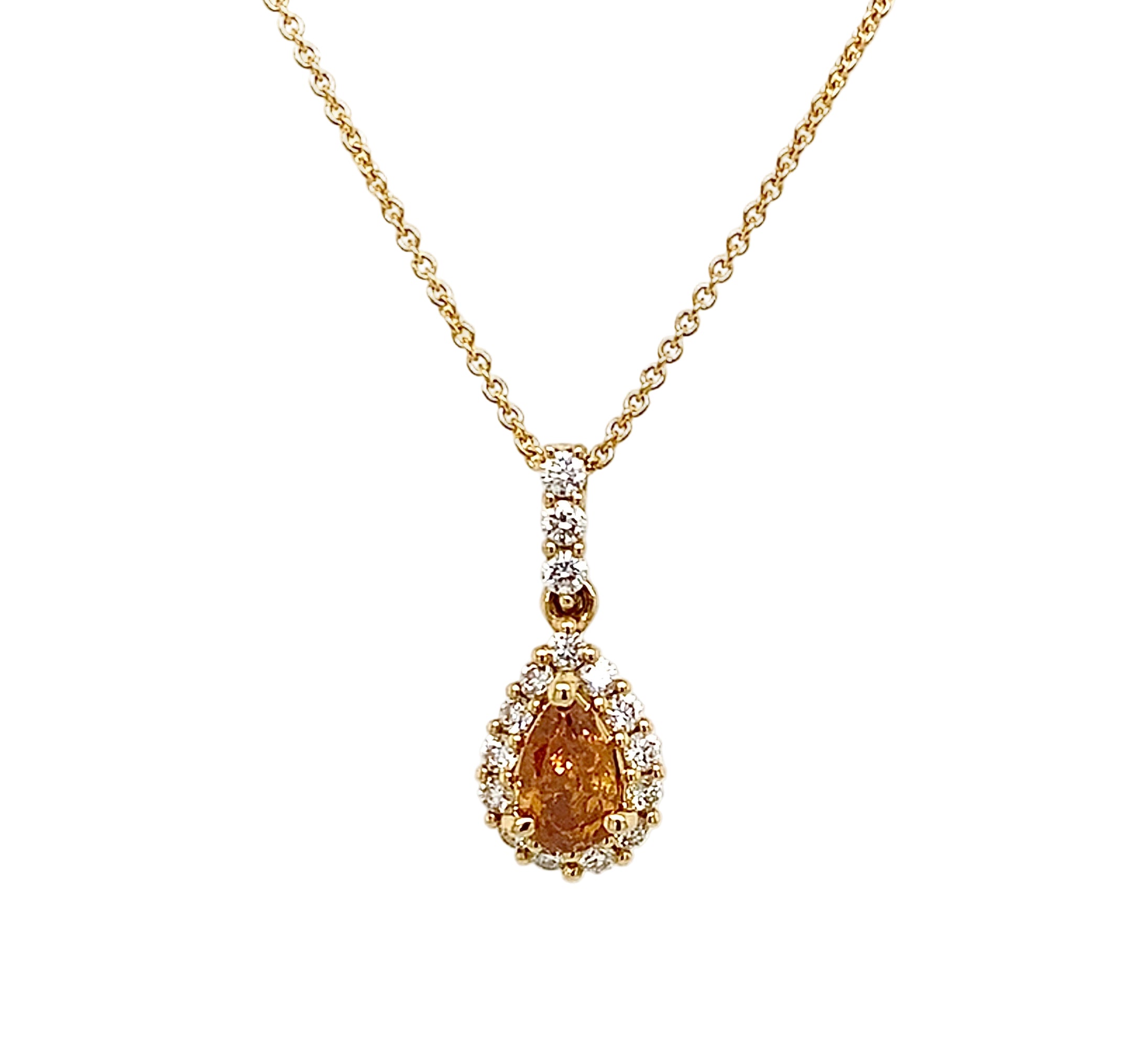 Fancy Orange Coloured Diamond Cluster Pendant