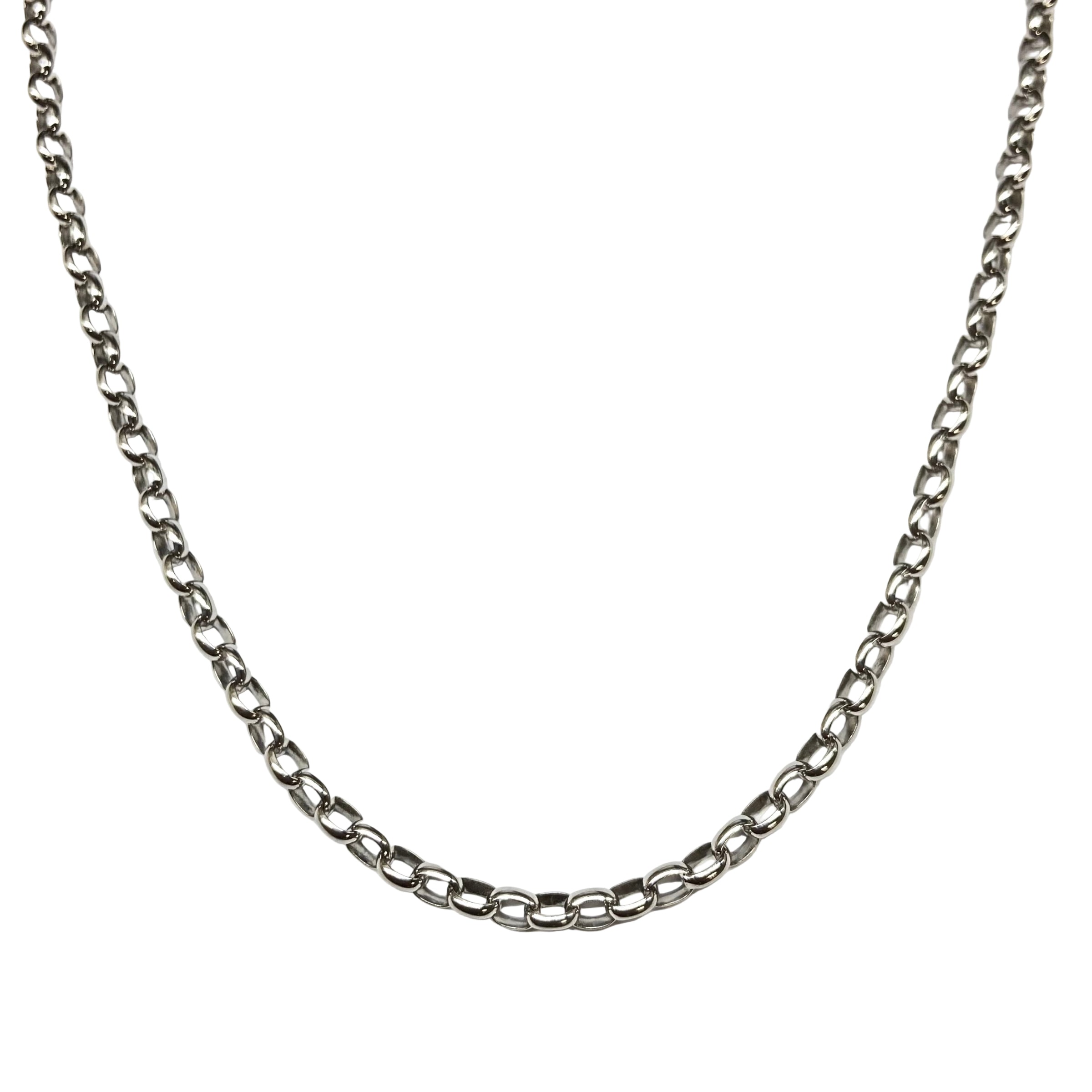 Oval- link Belcher Style Chain in 9K White Gold