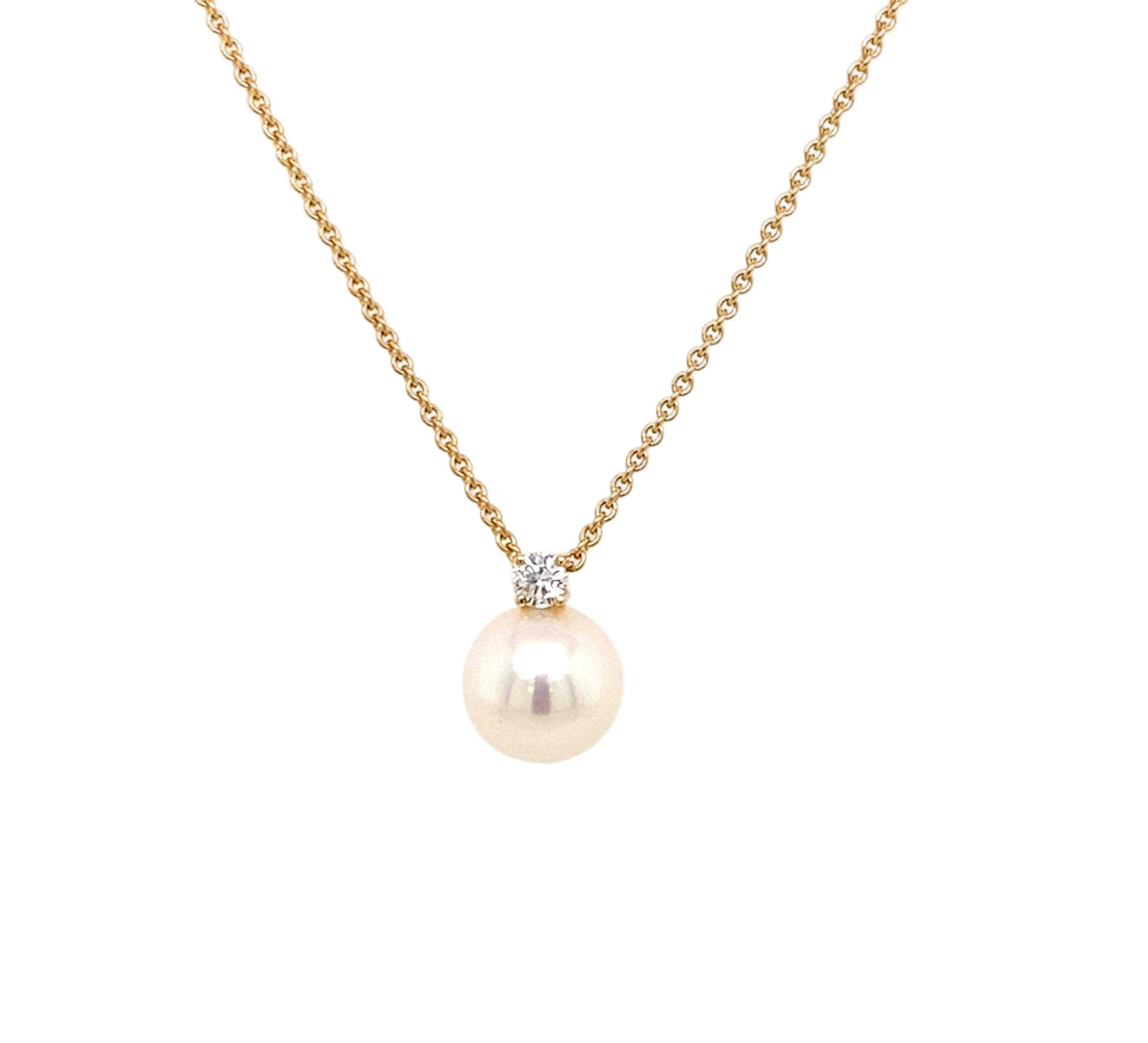 Akoya Pearl and Diamond Yellow Gold Necklace