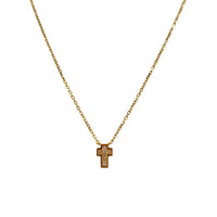 Dainty Diamond Cross Necklace in 18K Yellow Gold