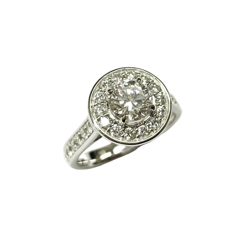 Diamond Halo Engagement Ring in 18K White Gold