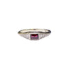 Ruby and Diamond Filagree Vintage- Style Ring in 9K White Gold
