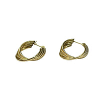 Triple Wire Twisted Hoop Earrings in 9K Yellow Gold