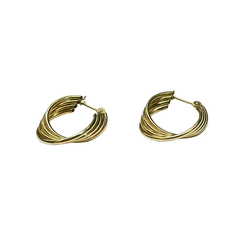 Triple Wire Twisted Hoop Earrings in 9K Yellow Gold
