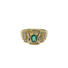 Emerald and Diamond Cluster Ring in 18K Yellow Gold