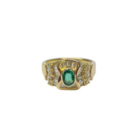 Emerald and Diamond Cluster Ring in 18K Yellow Gold