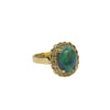 Australian Lightening Ridge Opal and Diamond Cluster Ring in 18K Yellow Gold