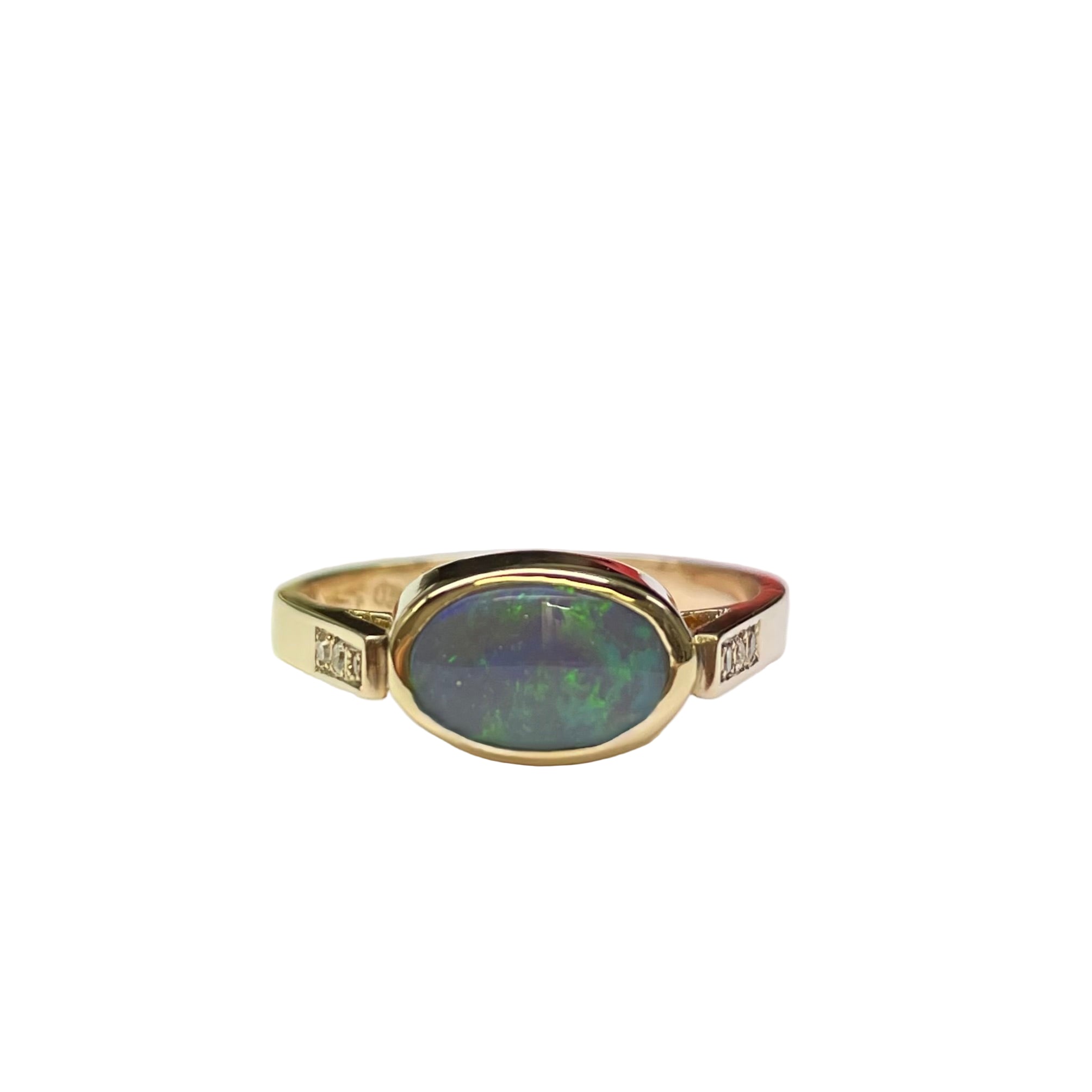 Opal and Diamond Ring in 9K Yellow Gold