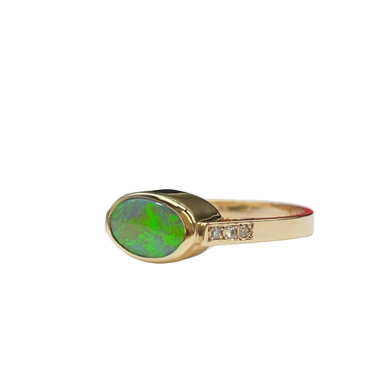 Opal and Diamond Ring in 9K Yellow Gold