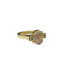 Australian Lightening Ridge Opal and Diamond Ring in 14K Yellow Gold