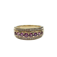 Purple Garnet and Diamond Ring in 9K Yellow Gold