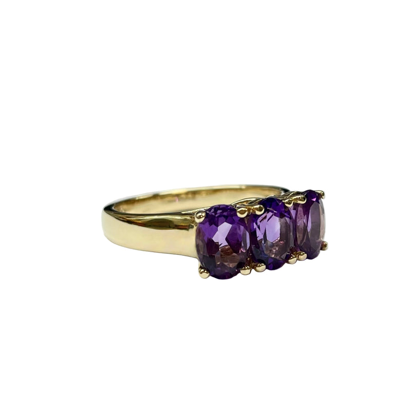 Amethyst Trilogy Ring in 9K Yellow Gold