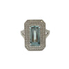 Aquamarine and Diamond Double Cluster Ring in Platinum