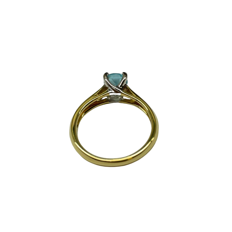 Aquamarine Solitaire Ring in 18K Yellow Gold