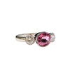 (colour change) Pink Tourmaline and Diamond Trilogy Ring in 18K White Gold