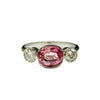 (colour change) Pink Tourmaline and Diamond Trilogy Ring in 18K White Gold