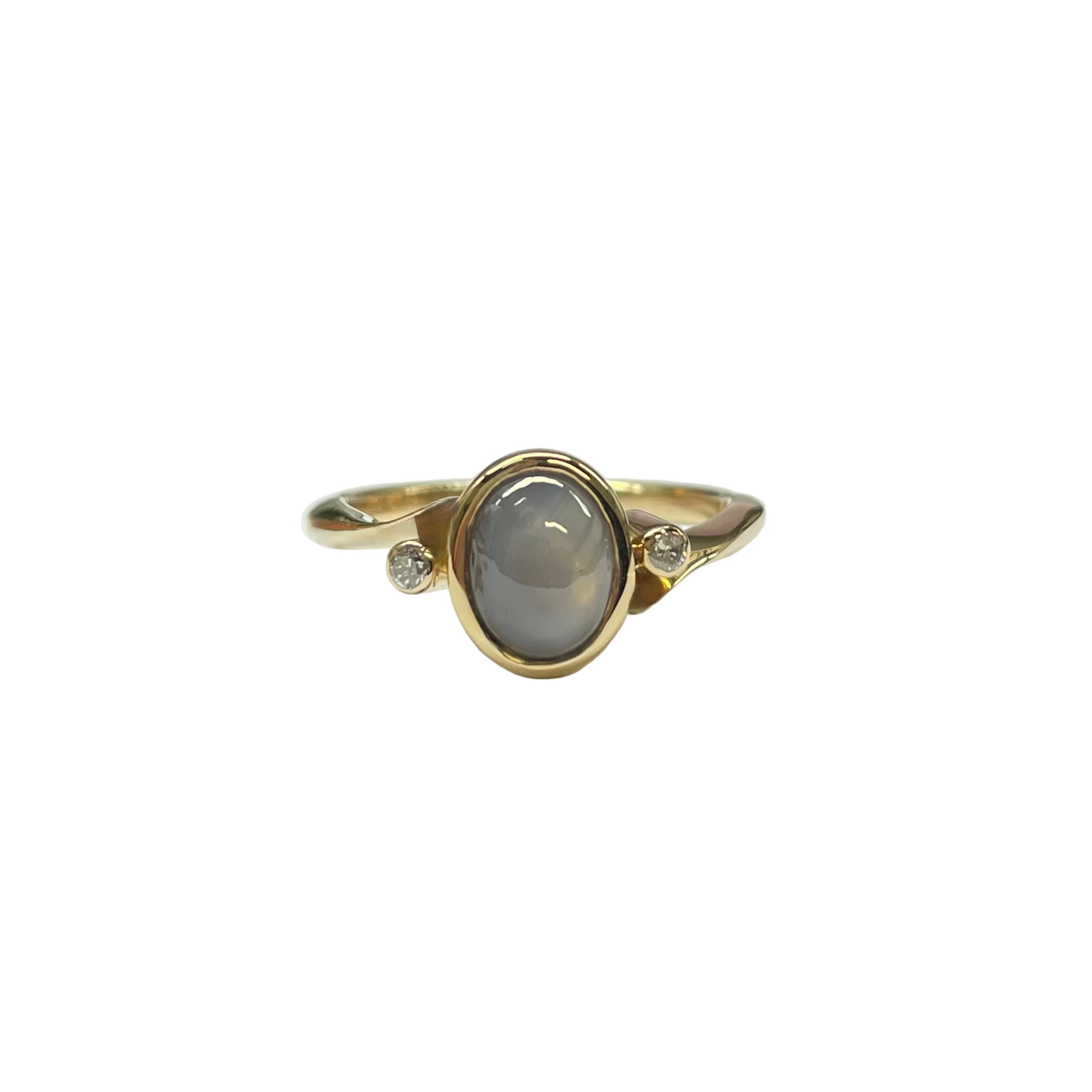 Star Sapphire and Diamond Ring in 9K Yellow Gold