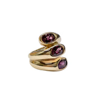 Pink Tourmaline Three- Stone Statement Ring in 9K Yellow Gold