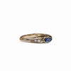 Blue Sapphire and Diamond Filagree Style Ring in 9K Yellow Gold