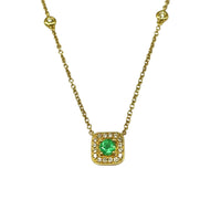 Emerald and Diamond Necklace in 18K Yellow Gold