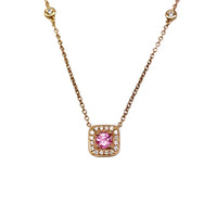 Pink Sapphire and Diamond Necklace in 18K Rose Gold