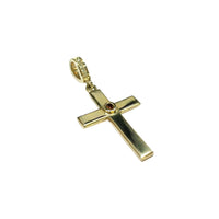 Handmade Brown and White Diamond Religious Cross Pendant in 9K Yellow Gold
