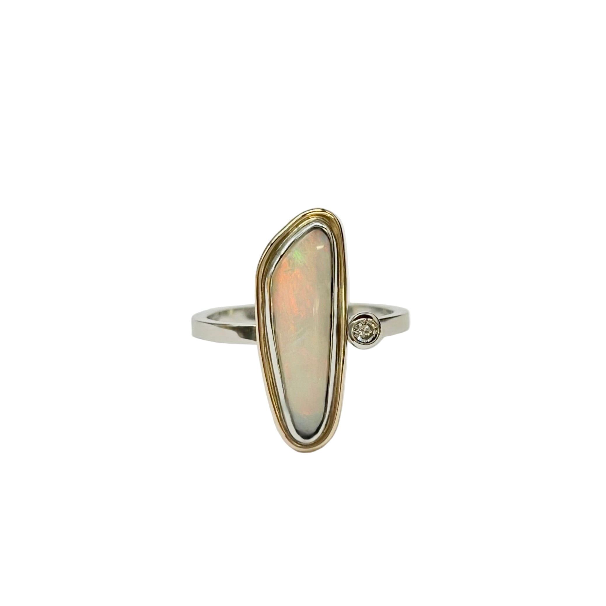 Australian Opal and Diamond Ring in Platinum and Yellow Gold