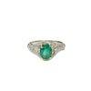 Emerald and Diamond Flowing Design Cluster Ring in 18K White Gold