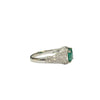 Emerald and Diamond Flowing Design Cluster Ring in 18K White Gold