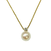 Akoya Pearl and Diamond Necklace in 9K Yellow Gold