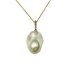 Baroque Freshwater Pearl Diamond Pendant in 9K Yellow Gold