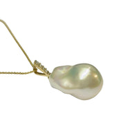 Baroque Freshwater Pearl Diamond Pendant in 9K Yellow Gold