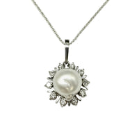 South Sea Pearl and Diamond Enhancer Pendant in 18K White Gold